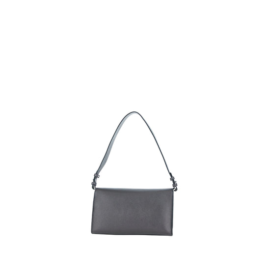 Borsa a spalla con logo Grigio retro