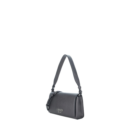 Borsa a spalla con logo Grigio