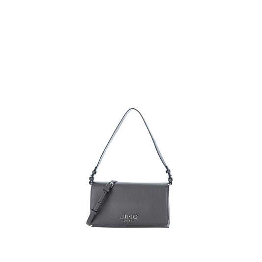 Borsa a spalla con logo Grigio