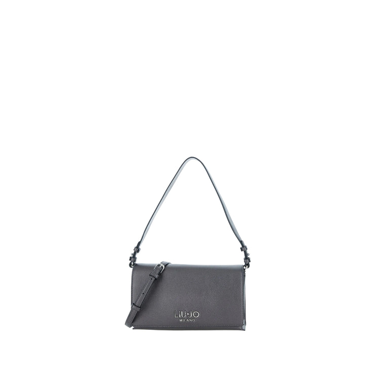 Borsa a spalla con logo Grigio