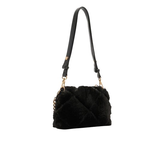 Borsa LaPuffy piccola in pelliccia Nero retro