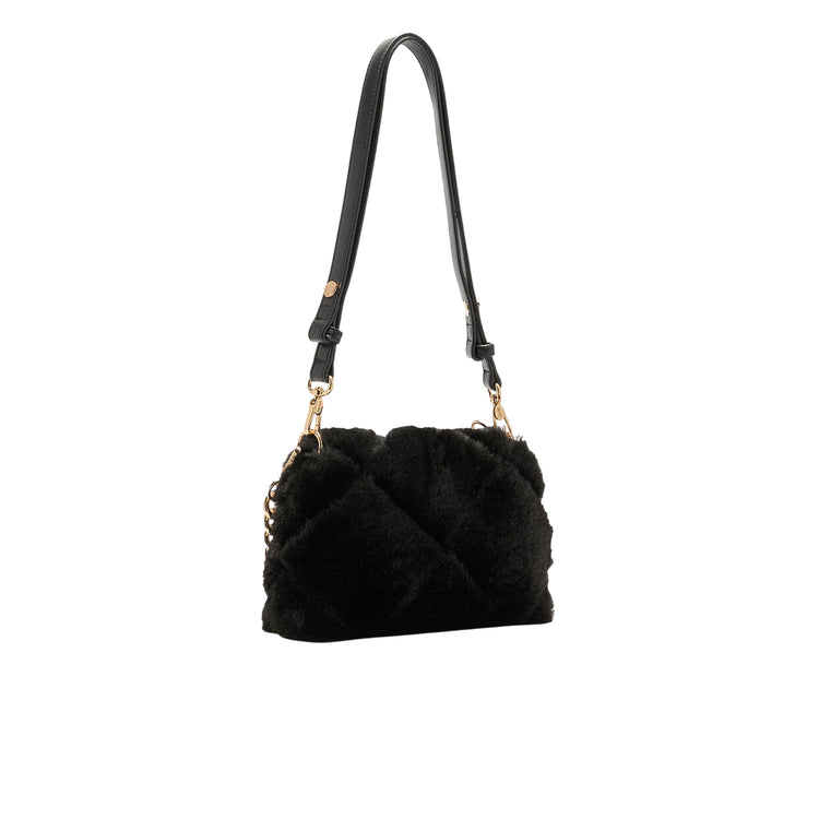 Borsa LaPuffy piccola in pelliccia Nero retro