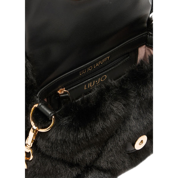 Borsa LaPuffy piccola in pelliccia Nero interno