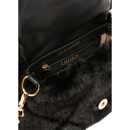 Borsa LaPuffy piccola in pelliccia Nero interno