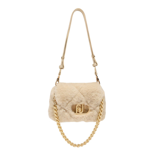Borsa LaPuffy piccola in pelliccia Beige