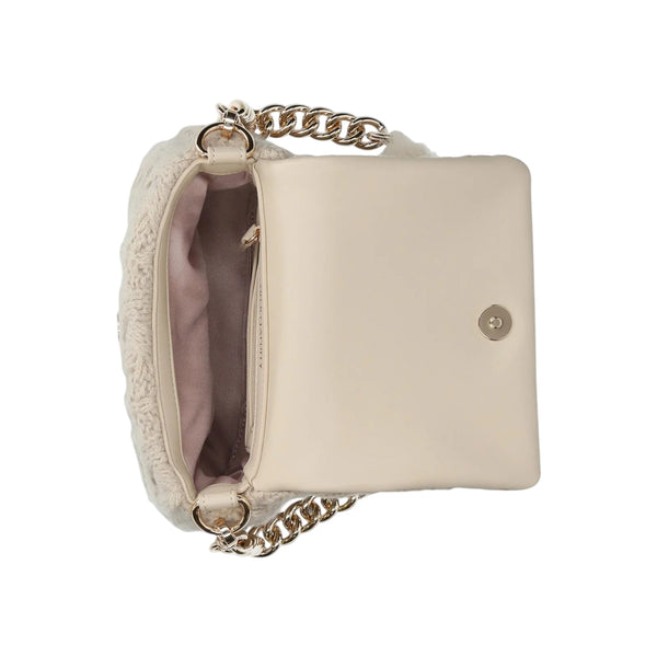 Borsa a spalla in maglia a trecce Beige interno
