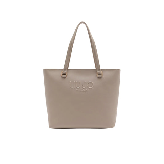 Borsa Shopping Donna con logo rilievo Beige