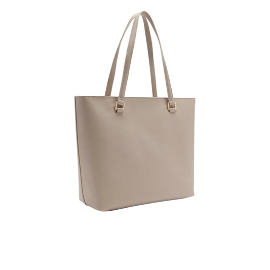 Borsa Shopping Donna con logo rilievo Beige retro