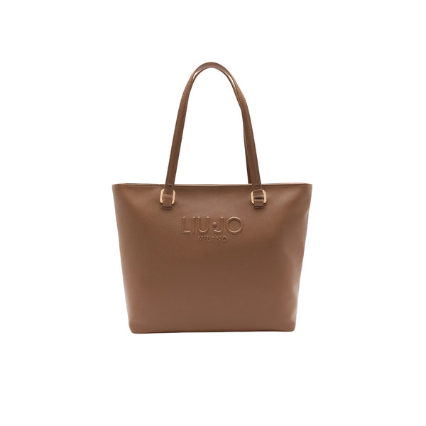 Borsa Shopping Donna con logo rilievo Marrone