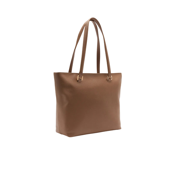 Borsa Shopping Donna con logo rilievo Marrone retro