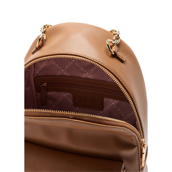 Zaino Donna marrone con manico a catena dettaglio
