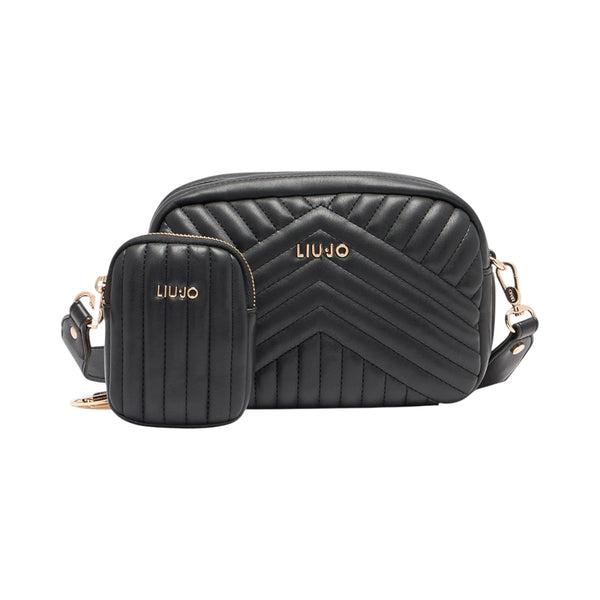 Borsa a tracolla Donna chevron con pochette Nero