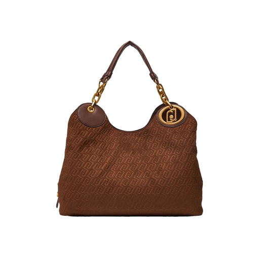 Borsa a spalla grande Donna in camoscio logato marrone