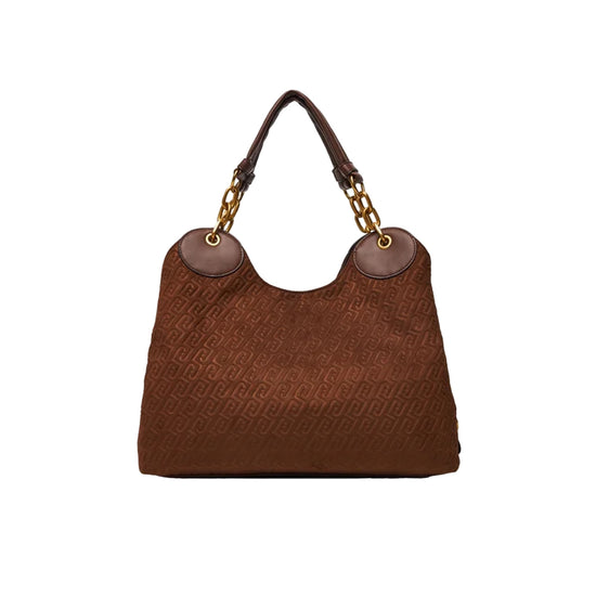 Borsa a spalla grande Donna in camoscio logato marrone retro