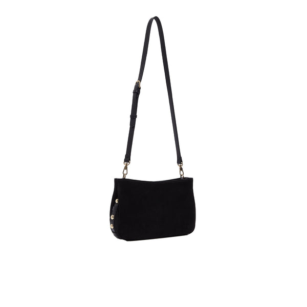 Borsa Donna in camoscio Nero retro con tracolla