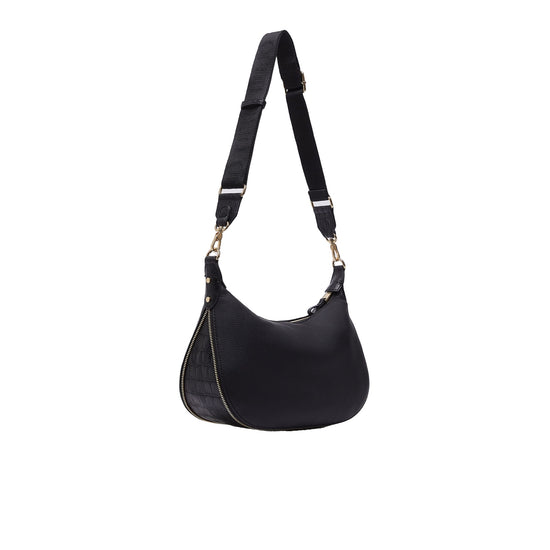 Borsa Hobo piccola Donna effetto nabuk nero retro