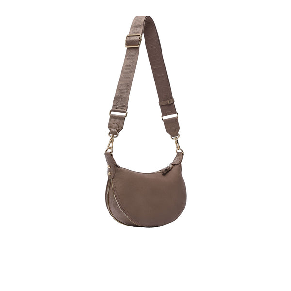 Borsa Hobo piccola Donna effetto nabuk beige retro, con tracolla