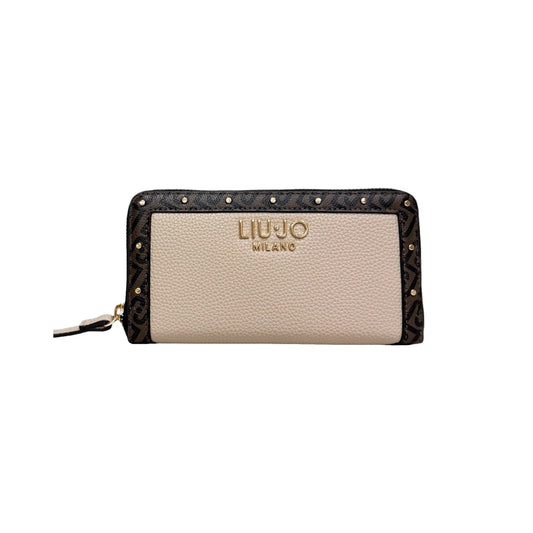 Portafoglio Donna con bordi logati Beige