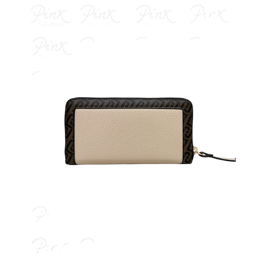 Portafoglio Donna con bordi logati Beige retro
