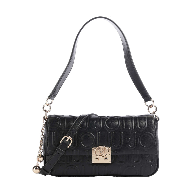 Borsa a spalla Donna con logo a rilievo nero