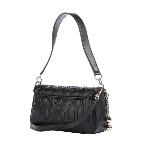 Borsa a spalla Donna con logo a rilievo nero retro