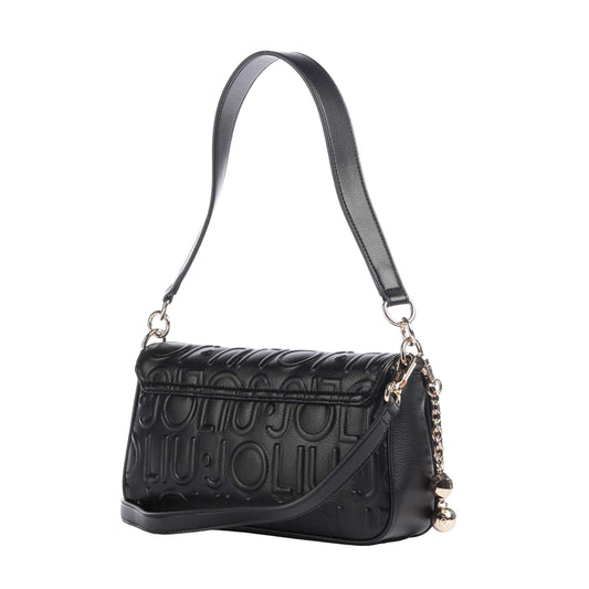 Borsa a spalla Donna con logo a rilievo nero retro