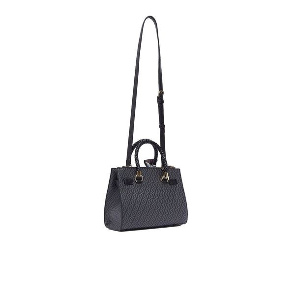 Borsa satchel piccola Donna con logo all over Nero retro