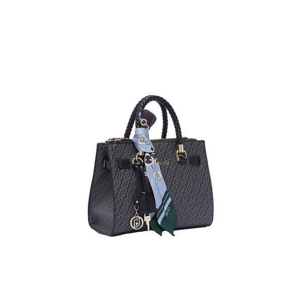 Borsa satchel piccola Donna con logo all over Nero