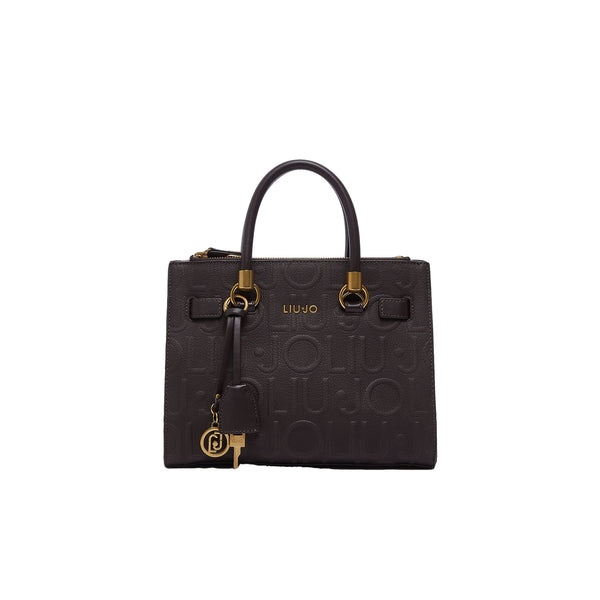 Borsa satchel piccola Donna logata marrone