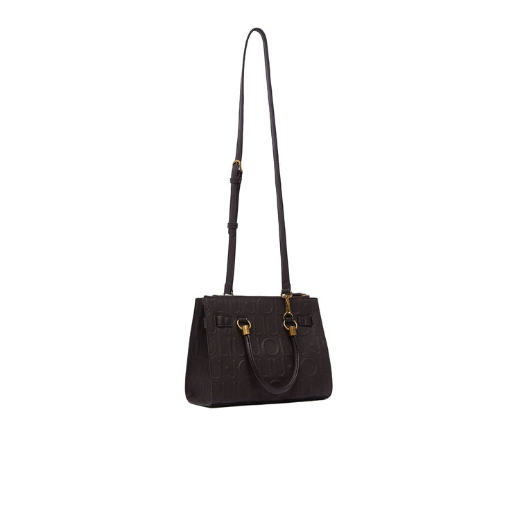 Borsa satchel piccola Donna logata marrone retro