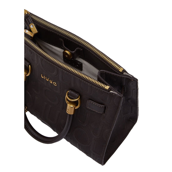 Borsa satchel piccola Donna logata marrone interno