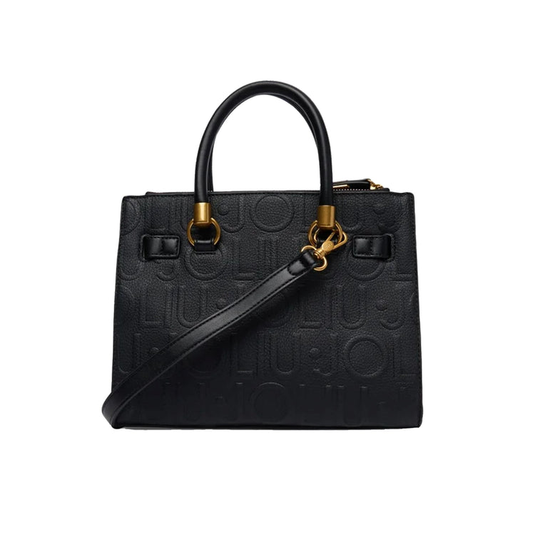 Borsa satchel piccola logata nero retro
