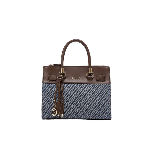 Borsa satchel piccola Donna effetto denim logato