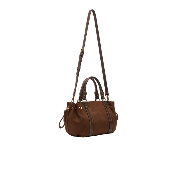 Borsa bauletto Donna in microfibra marrone retro, con tracolla
