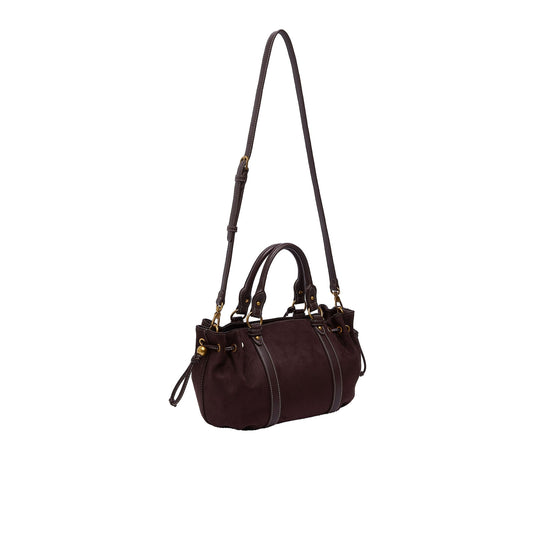 Borsa bauletto Donna in microfibra bordeaux retro con tracolla