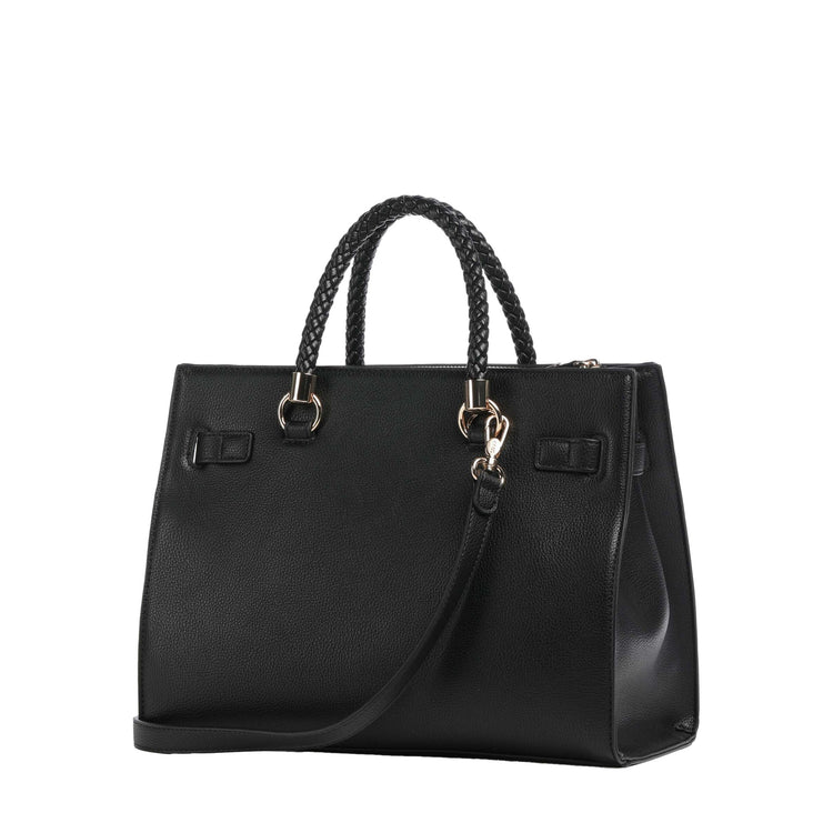 Borsa satchel Donna con manici intrecciati Nero retro