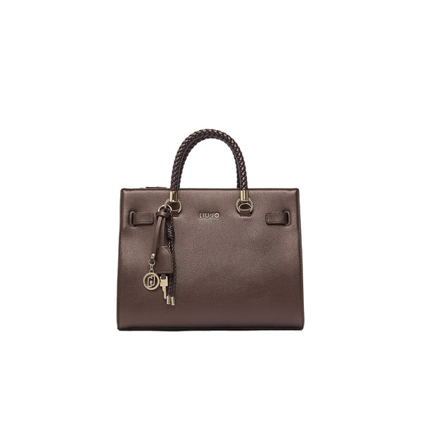 Borsa satchel Donna con manici intrecciati Marrone
