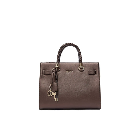 Borsa satchel Donna con manici intrecciati Marrone