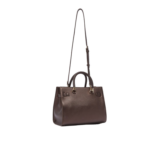 Borsa satchel Donna con manici intrecciati Marrone retro, con tracolla