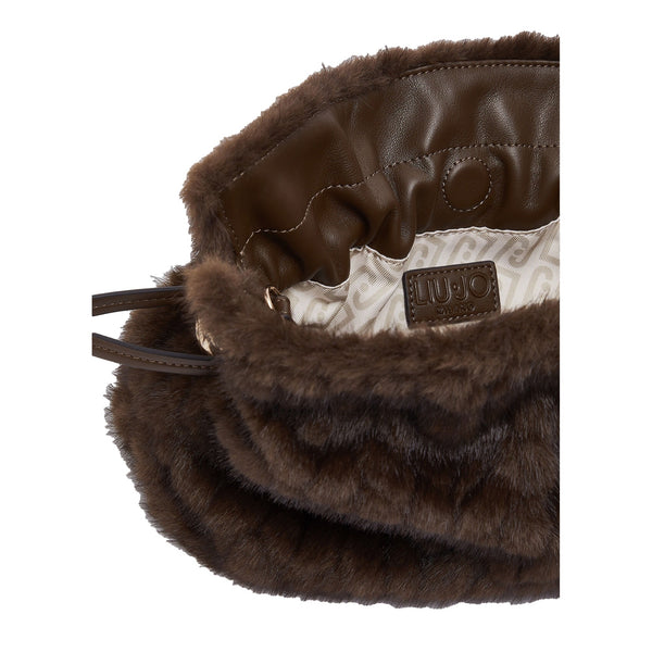 Borsa piccola Donna Riccy in pelliccia marrone dettaglio