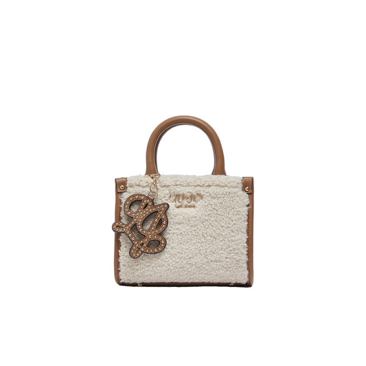 Mini Borsa Donna in teddy con charm Beige