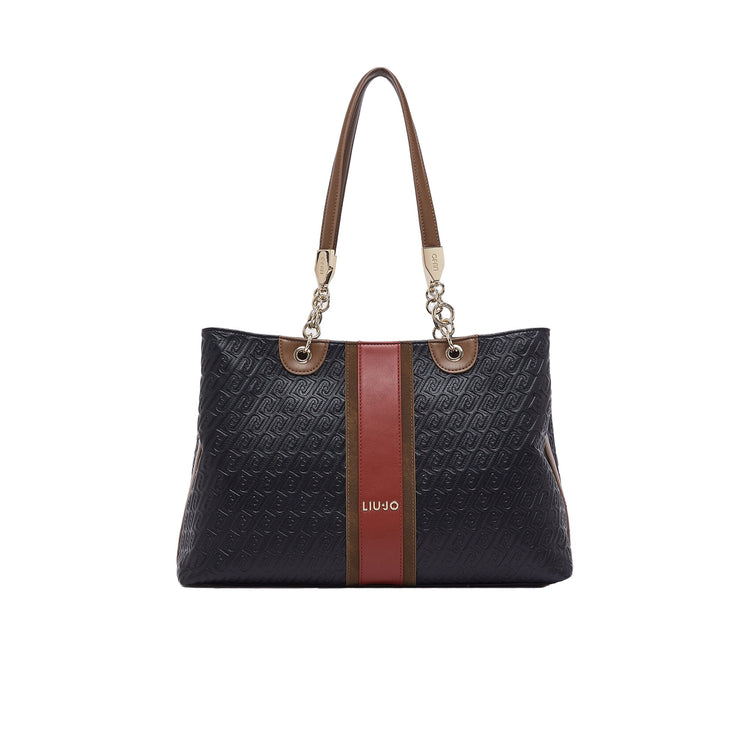 Borsa Tote Donna con logo embossed Nero