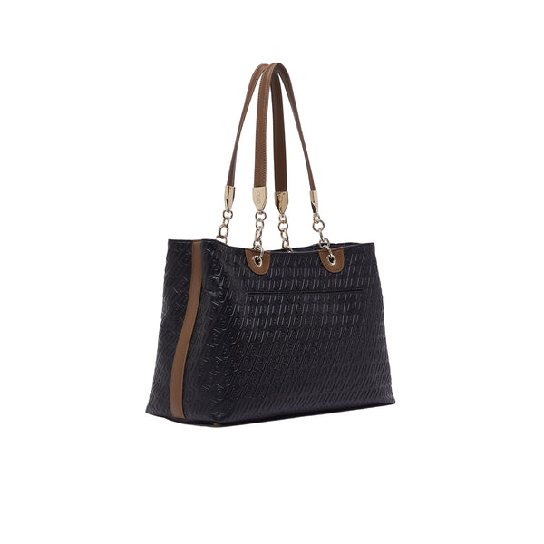 Borsa Tote Donna con logo embossed Nero retro