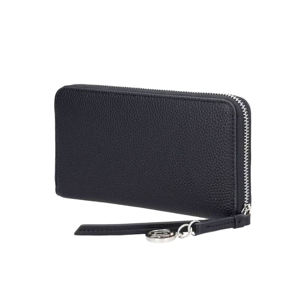 Portafoglio grande Donna con charm logo nero/argento retro