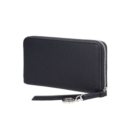 Portafoglio grande Donna con charm logo nero/argento retro