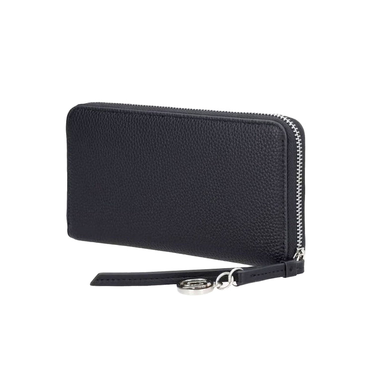 Portafoglio grande Donna con charm logo nero/argento retro