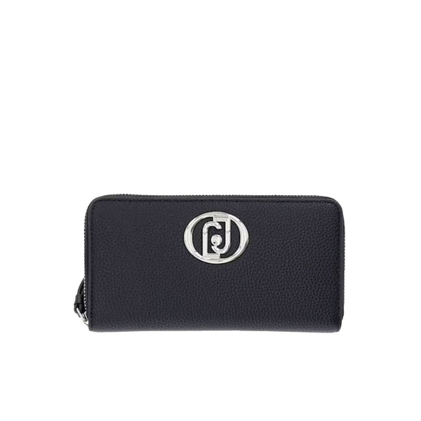 Portafoglio grande Donna con charm logo nero/argento