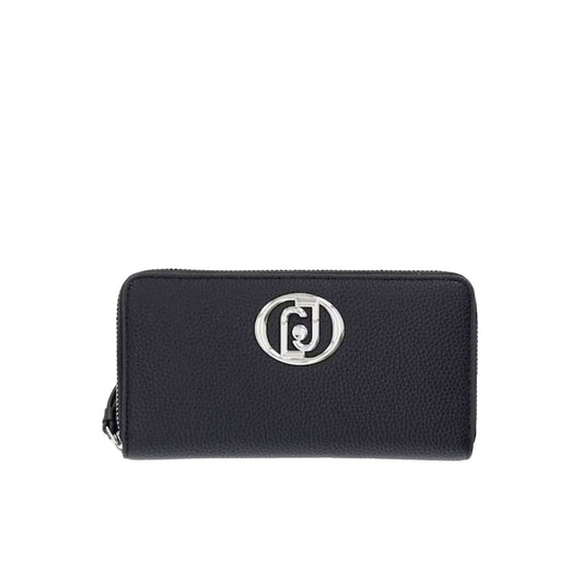 Portafoglio grande Donna con charm logo nero/argento