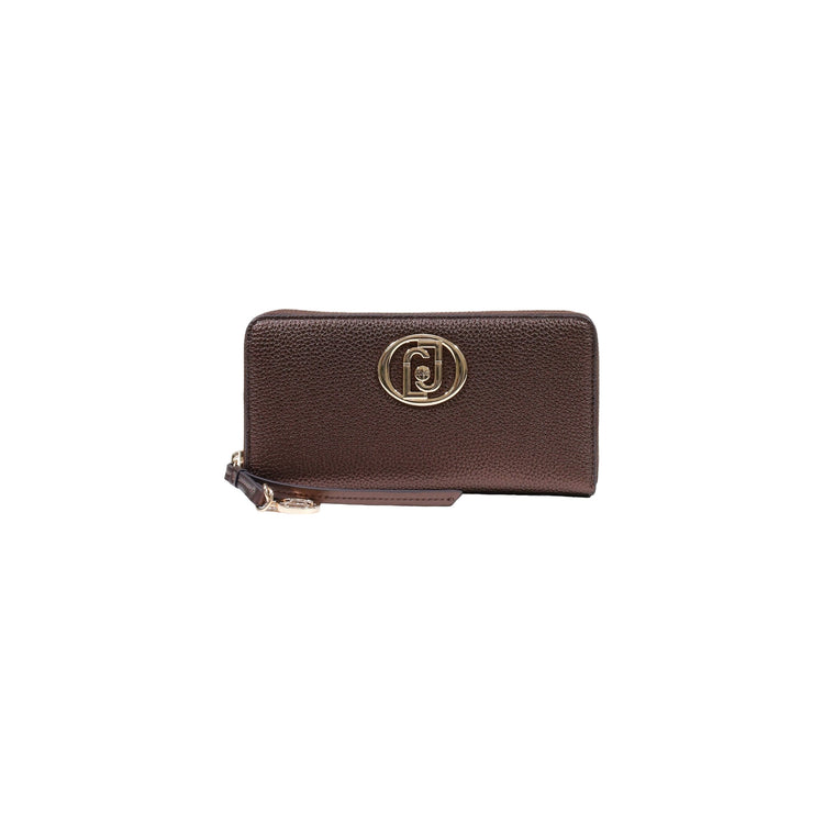Portafoglio grande Donna con charm logo Marrone