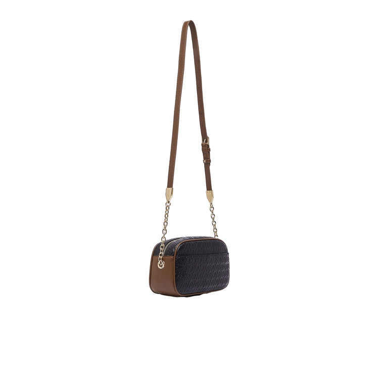 Borsa a tracolla Donna con logo embossed Nero retro